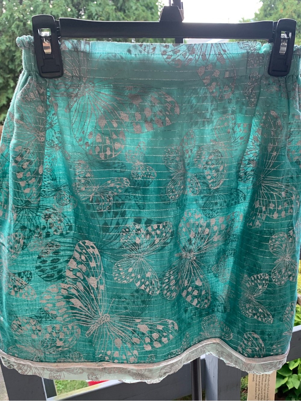 Teal Butterfly Print Mini Skirt